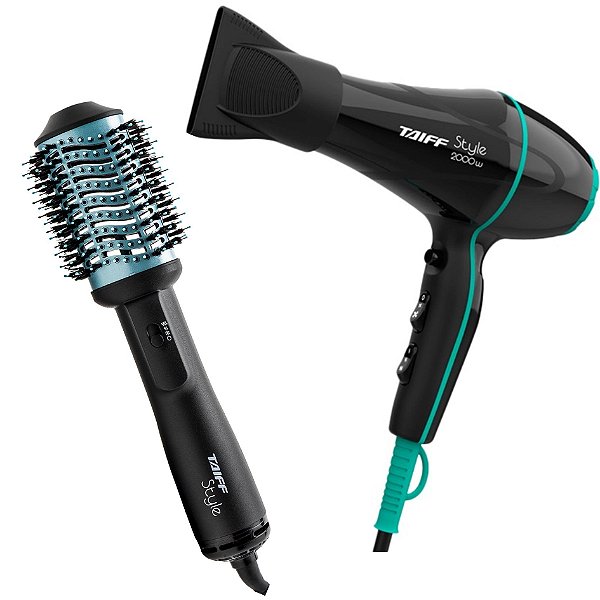 KIT TAIFF 127V - SECADOR PROFISSIONAL TAIFF STYLE PRETO 2000W + ESCOVA MODELADORA OVAL STYLE 1200W