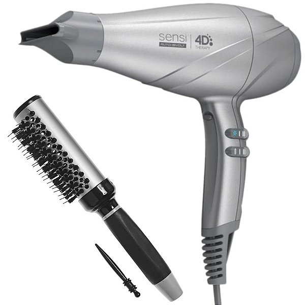 KIT SECADOR GAMA SENSI 4D THERAPY 2500W MOON BV + ESCOVA PROART RICCI PERFETTI BRILLARE 9R103HKH "M"