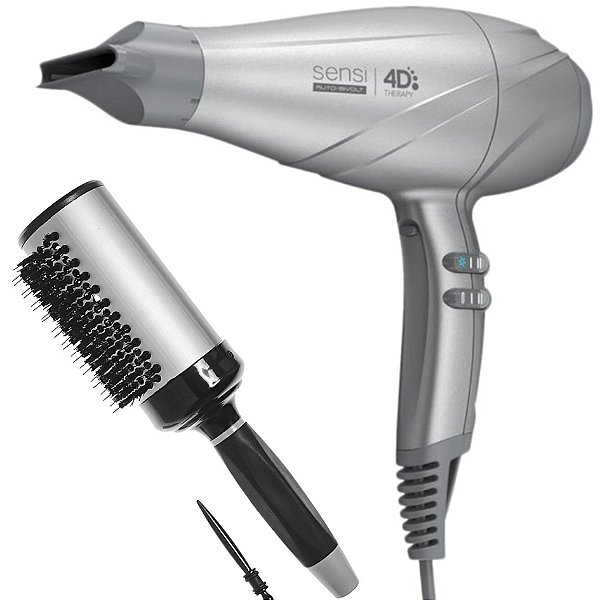KIT SECADOR GAMA SENSI 4D THERAPY 2500W MOON BV + ESCOVA PROART RICCI PERFETTI BRILLARE 9R105HKH "G"