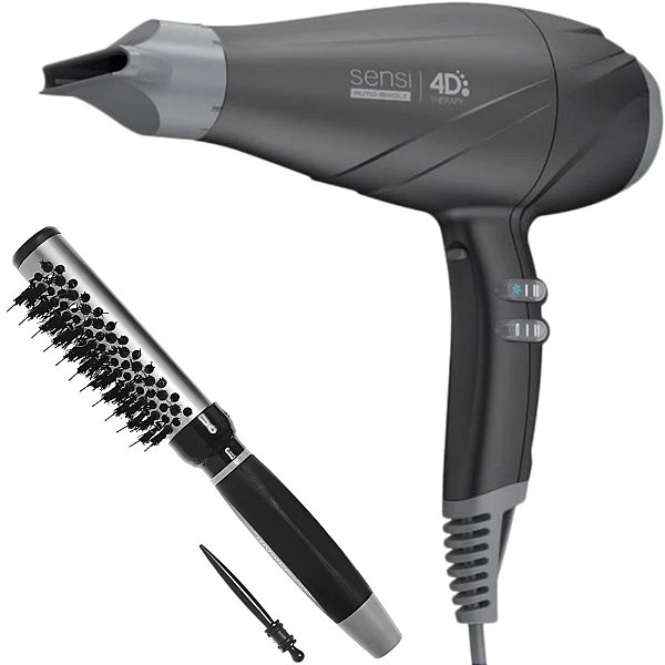 KIT SECADOR GAMA SENSI 4D THERAPY 2500W NIGHT + ESCOVA PROART RICCI PERFETTI BRILLARE 9R102HKH "P"