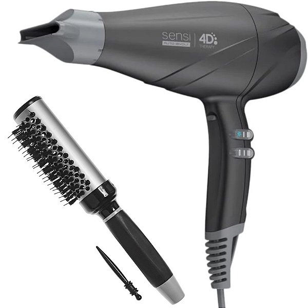 KIT SECADOR GAMA SENSI 4D THERAPY 2500W NIGHT + ESCOVA PROART RICCI PERFETTI BRILLARE 9R103HKH "M"
