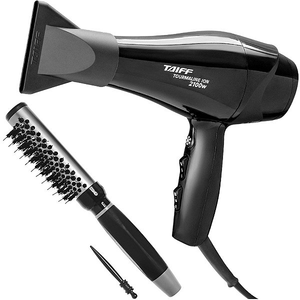 KIT - SECADOR TAIFF NEW TOURMALINE 2100W 220V + ESCOVA PROART RICCI PERFETTI BRILLARE 9R102HKH "P"