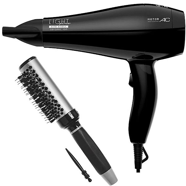 KIT SECADOR GAMA LIGHT PLUS CERAMIC ION 2000W BV + ESC. PROART RICCI PERFETTI BRILLARE 9R103HKH "M"