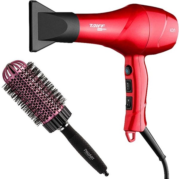 KIT - SECADOR TAIFF RED ION 1900W 127V + PROART ESCOVA PROFESSIONAL VENT PRO ROSA 50MM - EPT06B
