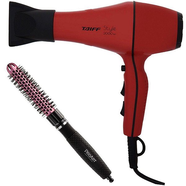 KIT - SECADOR TAIFF STYLE RED 2000W 127V + PROART ESCOVA PROFESSIONAL VENT PRO ROSA 20MM - EPT04B