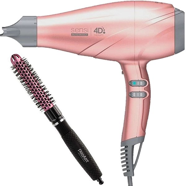 KIT SECADOR GAMA SENSI 4D THERAPY 2500W ROSÊ + PROART ESC. PROFESSIONAL VENT PRO ROSA 20MM - EPT04B