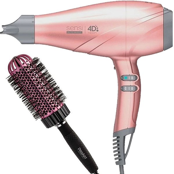 KIT SECADOR GAMA SENSI 4D THERAPY 2500W ROSÊ + PROART ESC. PROFESSIONAL VENT PRO ROSA 50MM - EPT06B