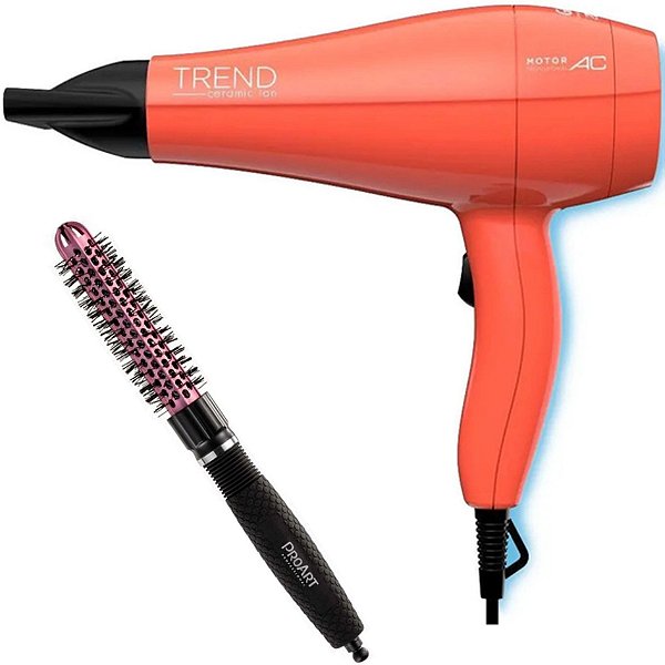 KIT SECADOR GAMA TREND CERAMIC ION 2000W 220V + PROART ESC. PROFESSIONAL VENT PRO ROSA 20MM - EPT04B