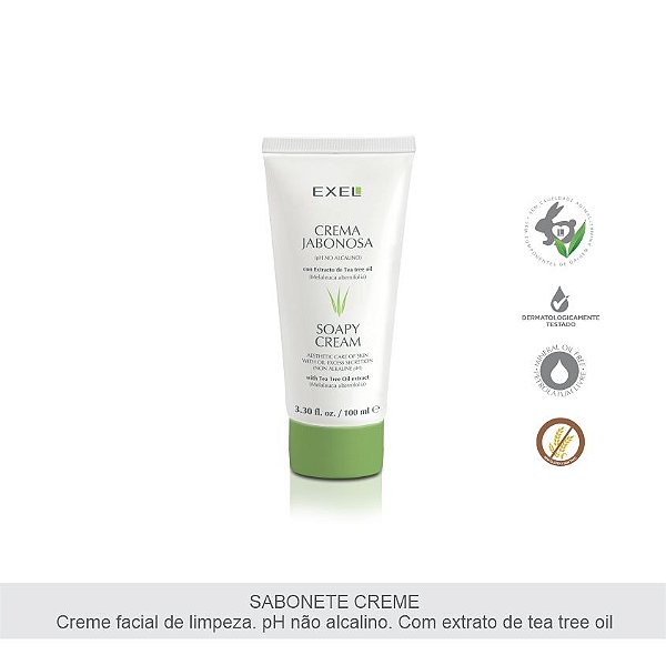 EXEL SABONETE CREME DE LIMPEZA FACIAL PH NÃO ALCALINO COM EXTRATO DE TEA TREE OIL 100ML