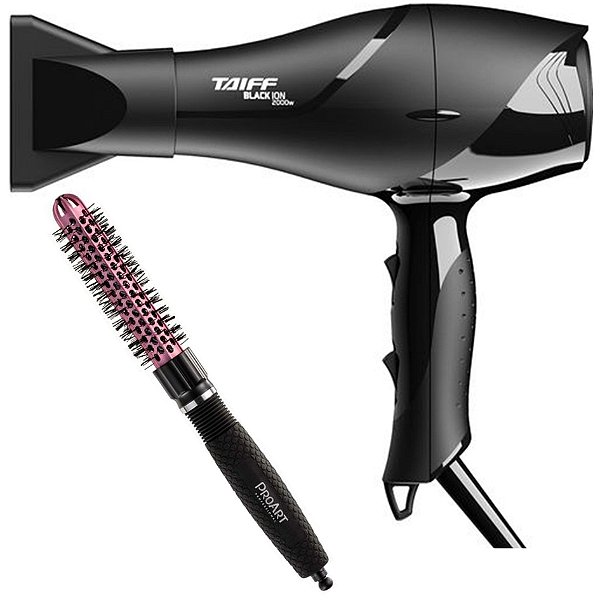 KIT - SECADOR TAIFF BLACK ION 2000W 127V + PROART ESCOVA VENT PRO ROSA 20MM - EPT04B