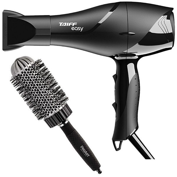KIT - SECADOR PROFISSIONAL TAIFF EASY 1700W 127V + PROART ESCOVA VENT PRO PRATA 50MM - EPT03B