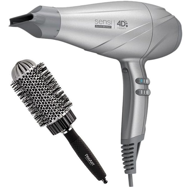 KIT - SECADOR GAMA SENSI 4D THERAPY 2500W MOON BV + PROART ESCOVA PROF VENT PRO PRATA 50MM - EPT03B