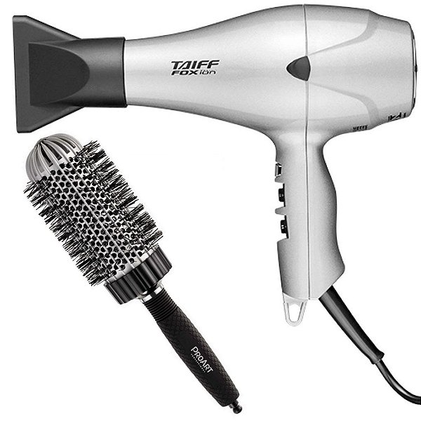KIT - SECADOR TAIFF FOX ION PRATA 2000W 127V + PROART ESCOVA PROF VENT PRO PRATA 50MM - EPT03B