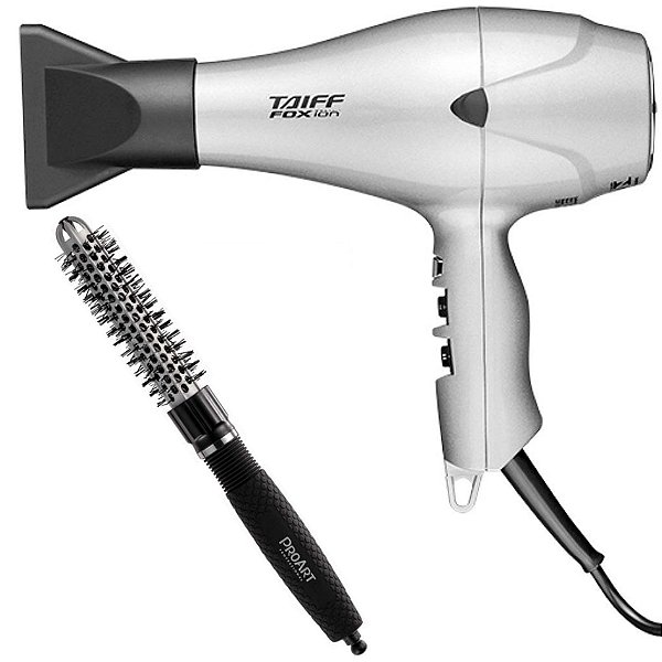 KIT - SECADOR TAIFF FOX ION PRATA 2000W 220V + PROART ESCOVA PROF VENT PRO PRATA 20MM - EPT01B