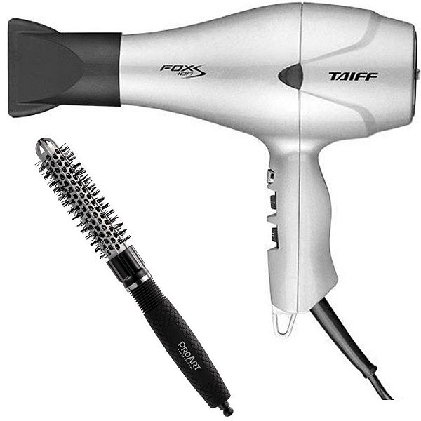 KIT - SECADOR TAIFF FOX ION S PRATA 2100W 220V + PROART ESCOVA PROF VENT PRO PRATA 20MM - EPT01B