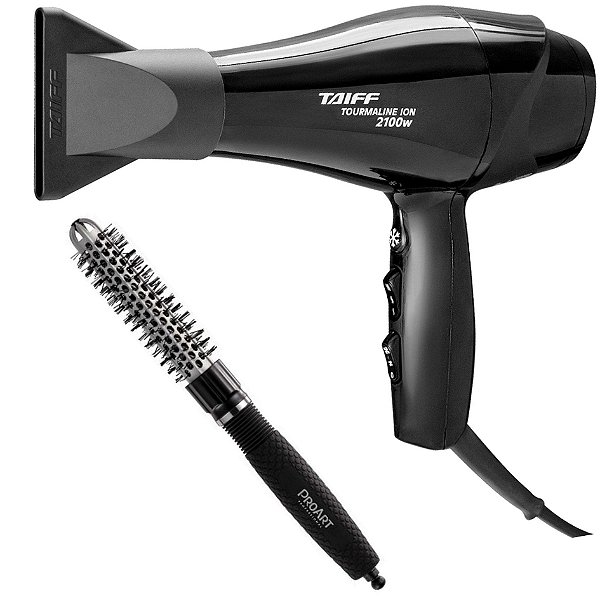 KIT - SECADOR TAIFF NEW TOURMALINE ION 2100W 127V + PROART ESCOVA PROF VENT PRO PRATA 20MM - EPT01B
