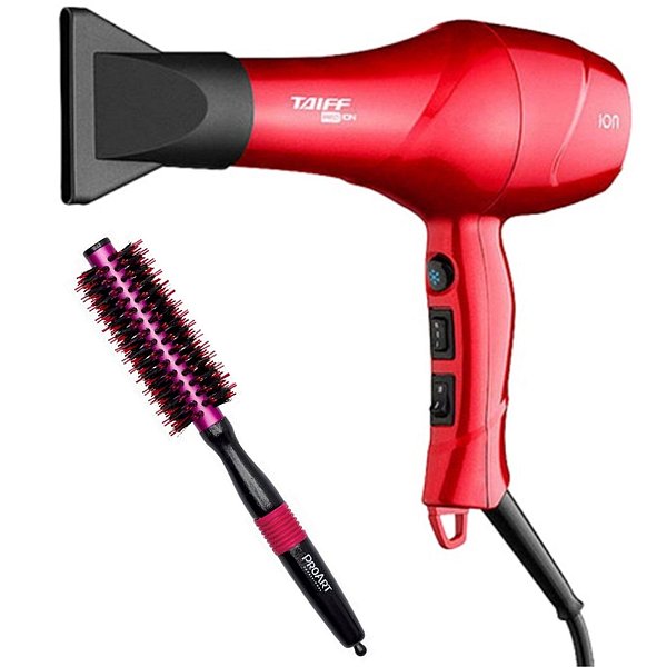KIT - SECADOR PROFESSIONAL TAIFF RED ION 1900W 220V + ESCOVA PROART METALICA PRO ROSA 15MM - EPM04B