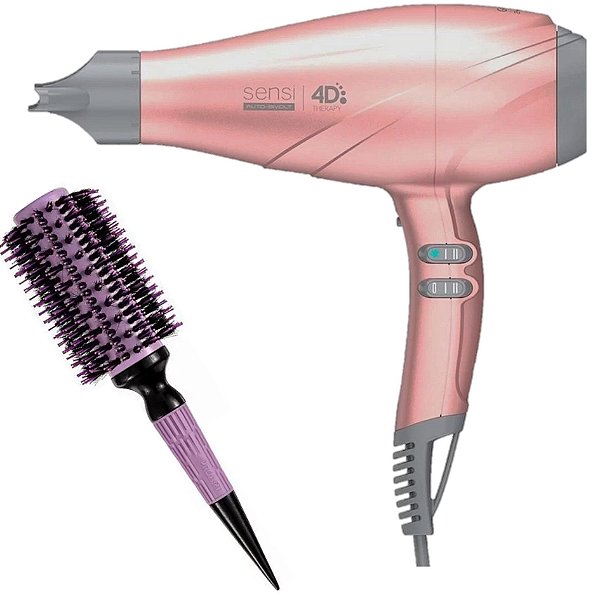 KIT SECADOR GAMA SENSI 4D THERAPY 2500W ROSË BV + ESCOVA PROART CRMIC EXPERT PRO LAVAND 33MM ECP09B