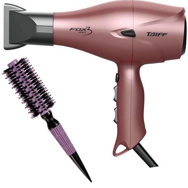 KIT - SECADOR TAIFF FOX ION 3 ROSÊ 2200W 127V + ESCOVA PROART CRMIC EXPERT PRO LAVAND 19MM ECP07B