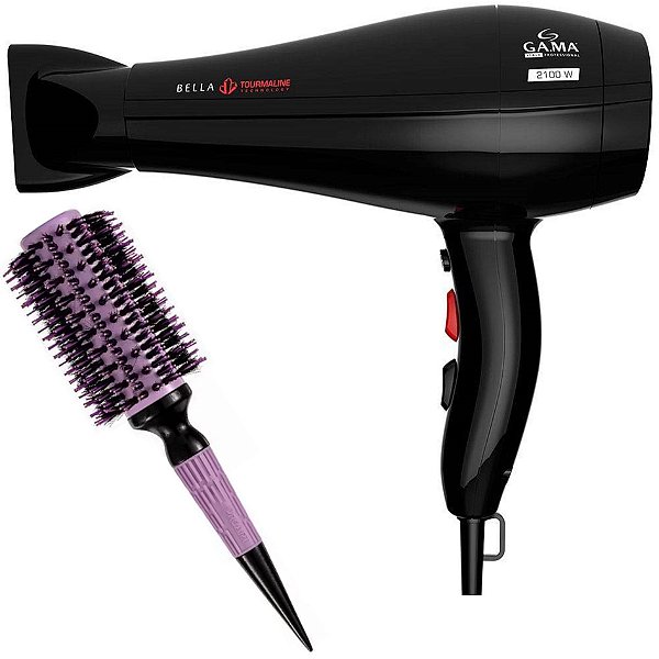 KIT - SECADOR GAMA BELLA TOURMALINE 2100W 127V + ESCOVA PROART CRMIC EXPERT PRO LAVAND 33MM - ECP09B