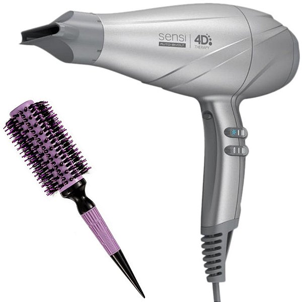 KIT SECADOR GAMA SENSI 4D THERAPY 2500W MOON BIV + ESCOVA PROART CRMIC EXPERT PRO LAVAND 28MM ECP08B