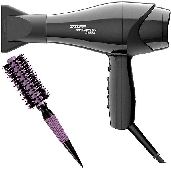 KIT SECADOR TAIFF NEW TOURMALINE ION 2100W 127V + ESCOVA PROART CRMIC EXPERT PRO LAVAND 19MM ECP07B
