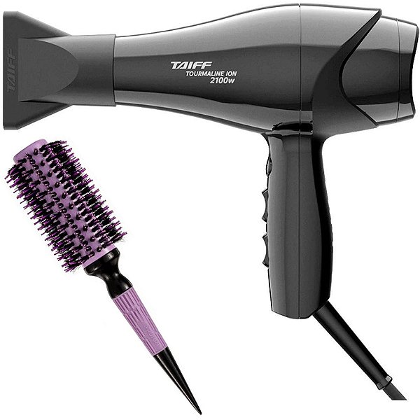 KIT SECADOR TAIFF NEW TOURMALINE ION 2100W 127V + ESCOVA PROART CRMIC EXPERT PRO LAVAND 28MM ECP08B