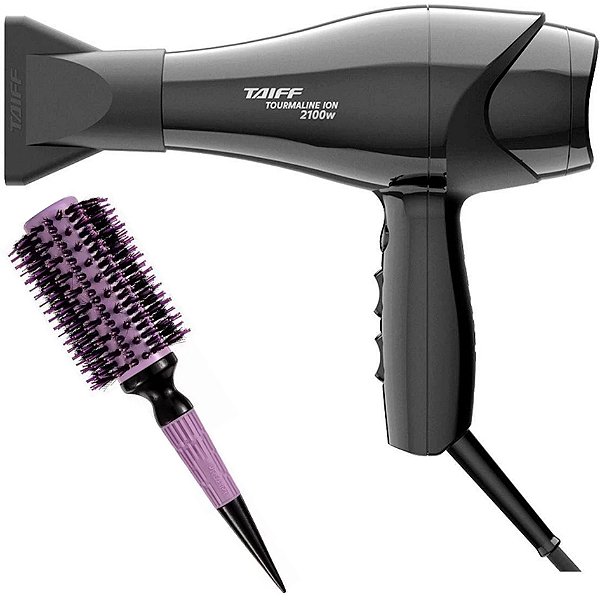 KIT SECADOR TAIFF NEW TOURMALINE ION 2100W 127V + ESCOVA PROART CRMIC EXPERT PRO LAVAND 33MM ECP09B