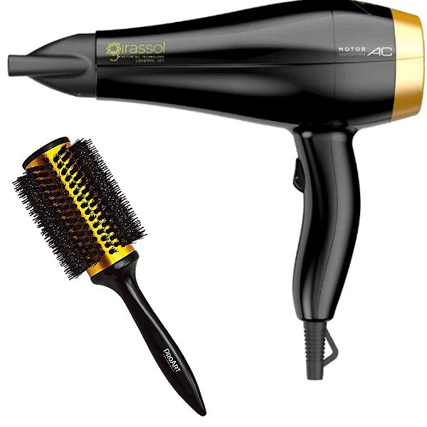 KIT - SECADOR GAMA GIRASSOL CERAMIC ION 2000W 127V + ESCOVA PROART TERMICA DPL ALT 47876-GL "G"