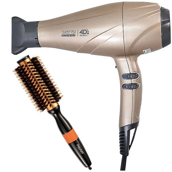 KIT - SECADOR GAMA SENSI 4D THERPY 2500W GOLD BIV + ESCOVA PROART METALICA PRO LARANJA 25MM - EPM08B