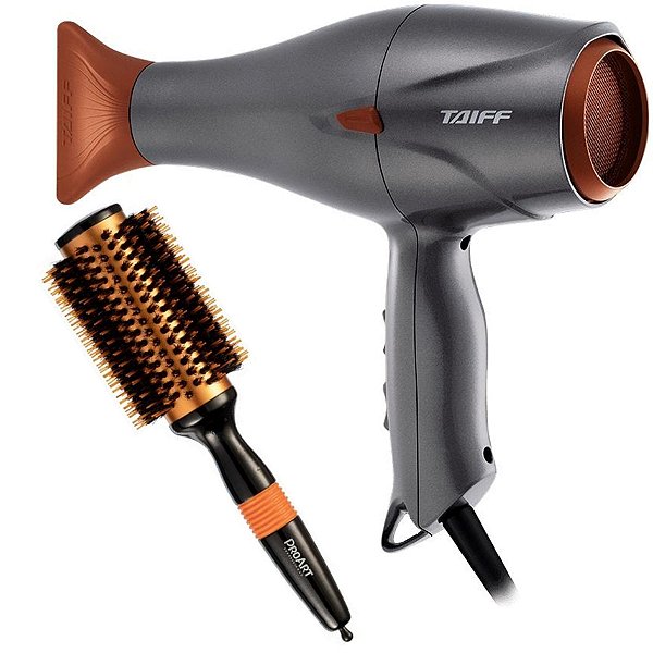 KIT - SECADOR PROF. TAIFF VULCAN ÍONS V12 2500W 127V + ESCOVA PROART METALICA LARANJA 38MM EPM09B