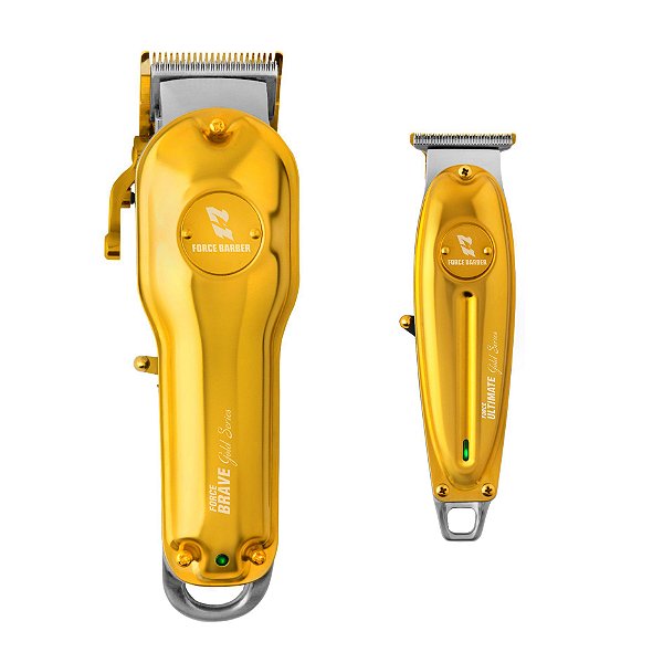 KIT MÁQUINA MQ FORCE GOLD SERIES - ACABAMENTO ULTIMATE + CORTE BRAVE