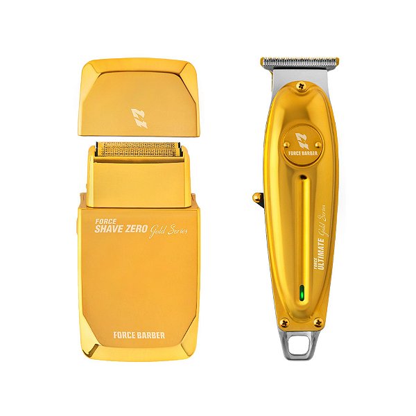 KIT MÁQUINA MQ FORCE GOLD SERIES - ACABAMENTO SHAVE ZERO + ACABAMENTO ULTIMATE