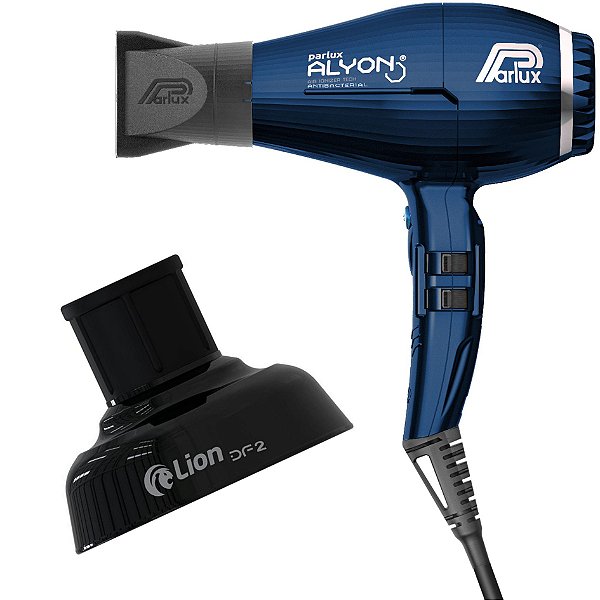 KIT - SECADOR PROFISSONAL PARLUX ALYON NIGHT BLUE 2250W 220V + DIFUSOR DE AR LION DF2 PRETO