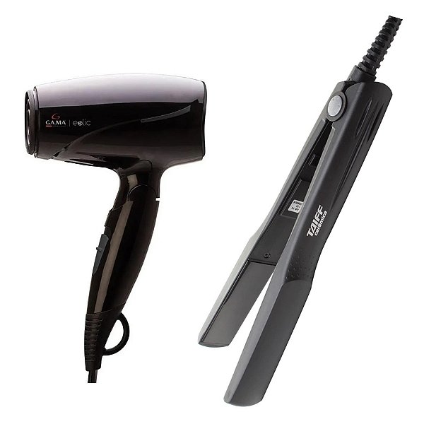 KIT BIVOLT - SECADOR DE CABELO GAMA EOLIC TRAVEL 1600W + PRANCHA TAIFF CERAMIC 180°
