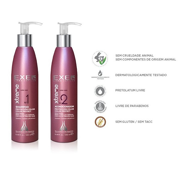 KIT EXEL XTREME COLOR CARE PARA CABELOS TINGIDOS - SHAMPOO 340ML + CONDICIONADOR 340ML