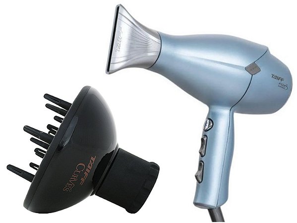 KIT TAIFF - SECADOR PROFISSIONAL FOX 3 KOMPRESS BLUE 2200W 220V + DIFUSOR DE AR CURVES