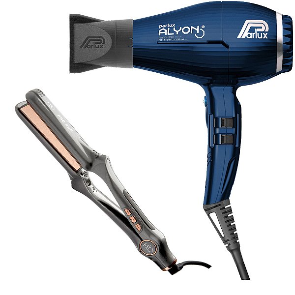 KIT PROFISSIONAL - SECADOR PARLUX ALYON NIGHT BLUE 2100W 127V + PRANCHA MQ PRO 480 480°F / 250°C BV