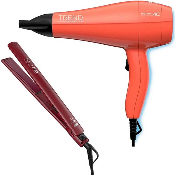 KIT GAMA - SECADOR TREND CERAMIC ION 2000W 220V + PRANCHA ELEGANCE BELLA PRO CERAMIC ION 220ºC BV