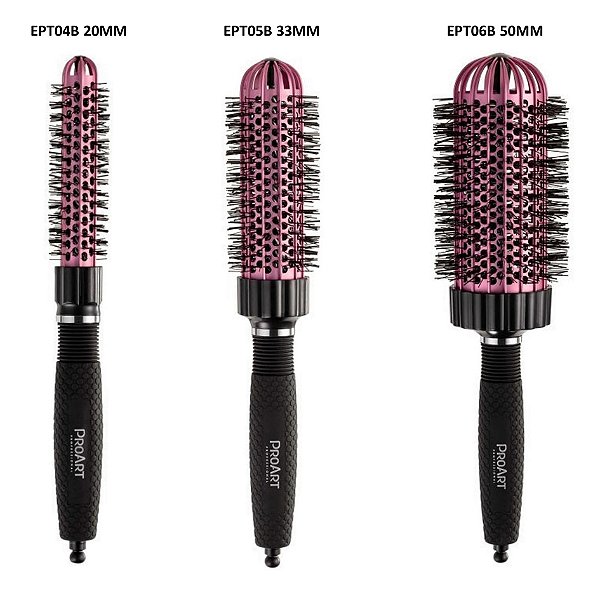 KIT PROART 3 ESCOVA PROFESSIONAL VENT PRO ROSA -  EPT04B 20MM + EPT05B 33MM + EPT06B 50MM
