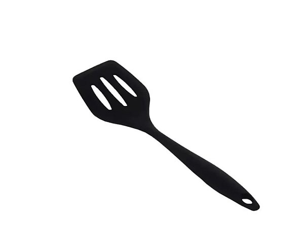 ESPATULA PERFURADA DE SILICONE 29,5X7,5CM PRETO MAK INOX 2214I