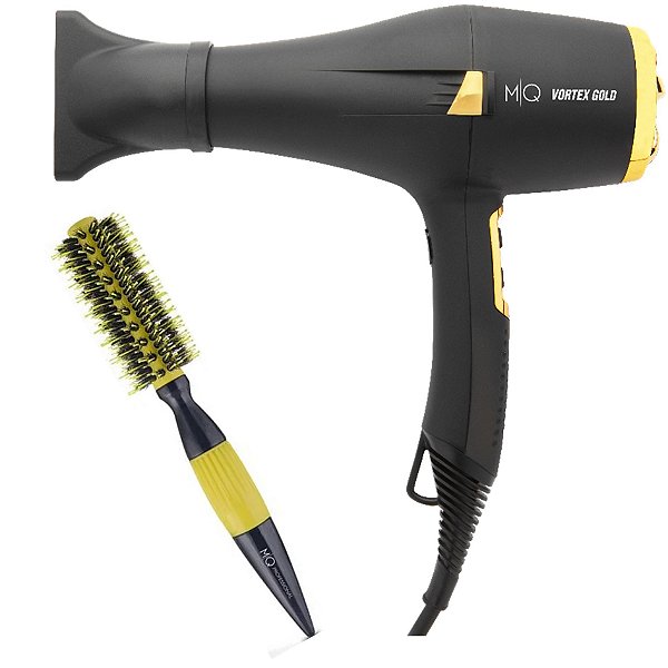 KIT MQ - SECADOR VORTEX GOLD 2200W 127V + ESCOVA MAD THERMAL CERAMIC CERDAS MISTA 19MM 02001