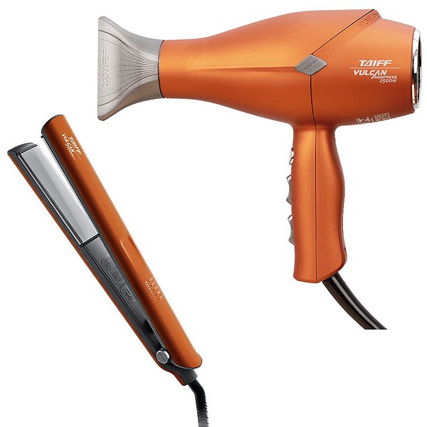 KIT TAIFF VULCAN - SECADOR KOMPRESS  2500W 127V + PRANCHA PROGRESS ÍON 250ºC