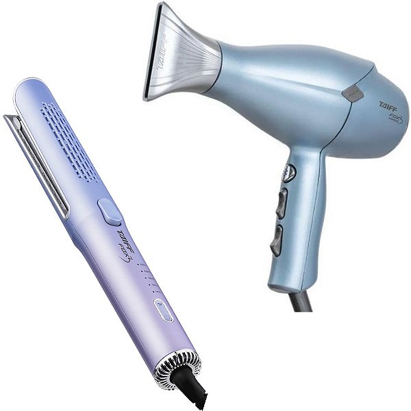 KIT TAIFF FOX 3 - SECADOR KOMPRESS BLUE 2200W 127V + PRANCHA MODELADORA 220ºC