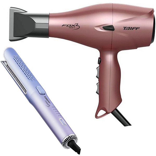 KIT TAIFF - SECADOR FOX ION 3 ROSE 2200W 220V + PRANCHA MODELADORA FOX 3 220ºC