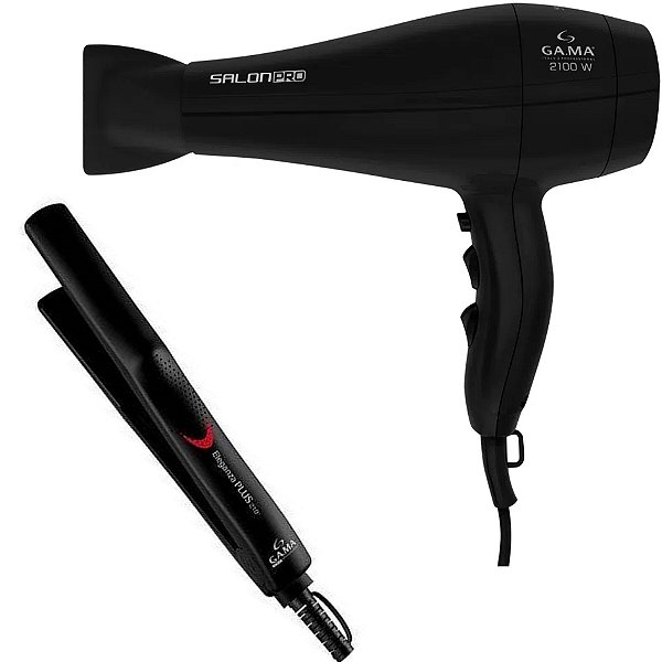 KIT GAMA - SECADOR SALON PRO ION 3D 2100W 127V + PRANCHA ELEGANZA PLUS 210ºC