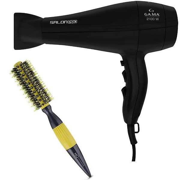 KIT - SECADOR GAMA SALON PRO ION 3D 2100W 127V + ESCOVA MQ PRIME THERMAL CERAMIC MISTAS 1795 19MM