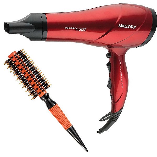 KIT - SECADOR MALLORY ION PRO 4000 2000W + ESCOVA PROART CERAMIC EXPERT PRO 19MM LARANJA ECP04B