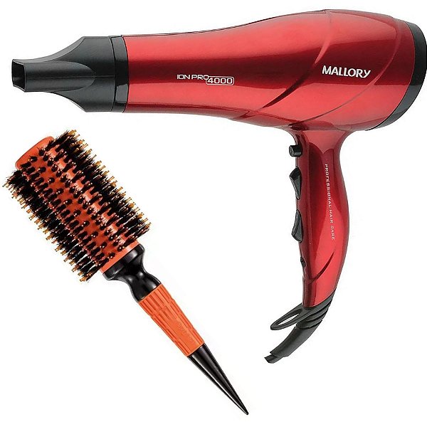 KIT - SECADOR MALLORY ION PRO 4000 2000W + ESCOVA PROART CERAMIC EXPERT PRO 33MM LARANJA ECP06B