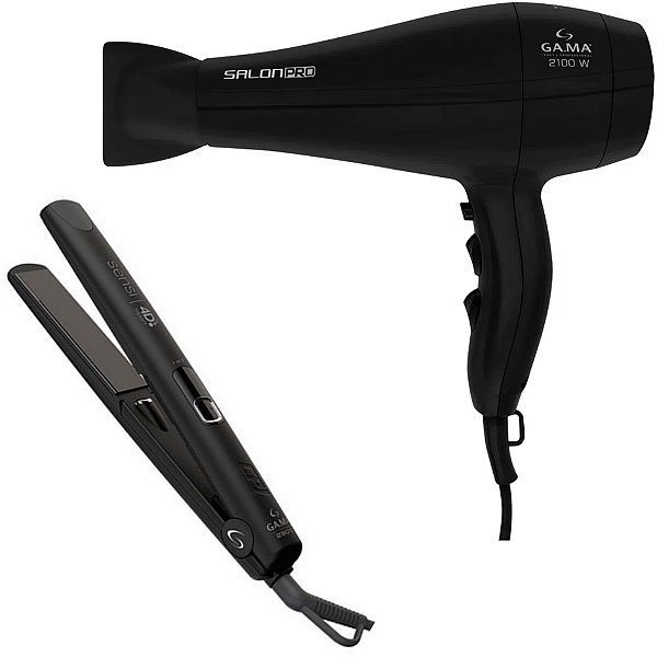 KIT GAMA - SECADOR SALON PRO ION 3D 2100W 220V + PRANCHA SENSI 4D THERAPY IHT NIGHT 230°C